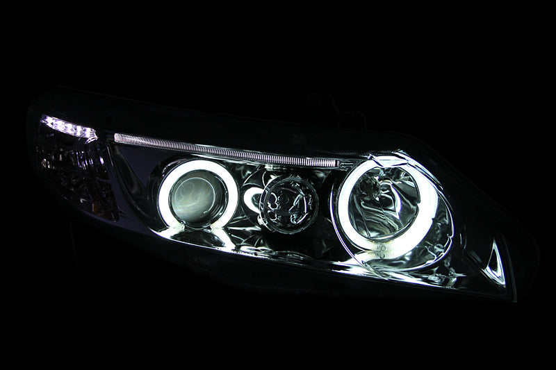 ANZO USA Honda Civic 2dr Projector Headlights W/ Halo Chrome Ccfl; 2006-2011 - eliteracefab.com