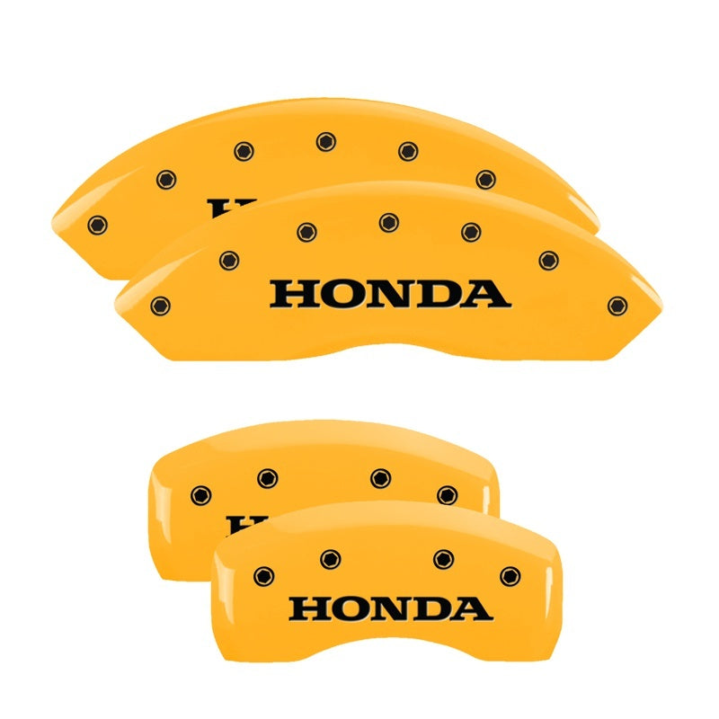 MGP 4 Caliper Covers Engraved Front & Rear Honda Yellow finish black ch MGP