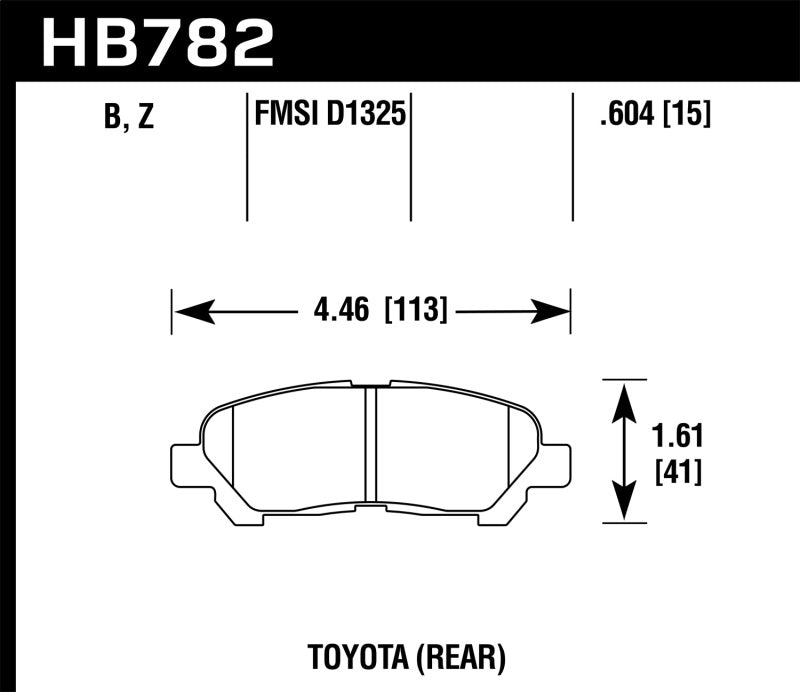 Hawk Performance Ceramic Rear Brake Pads - HB782Z.604 Hawk Performance