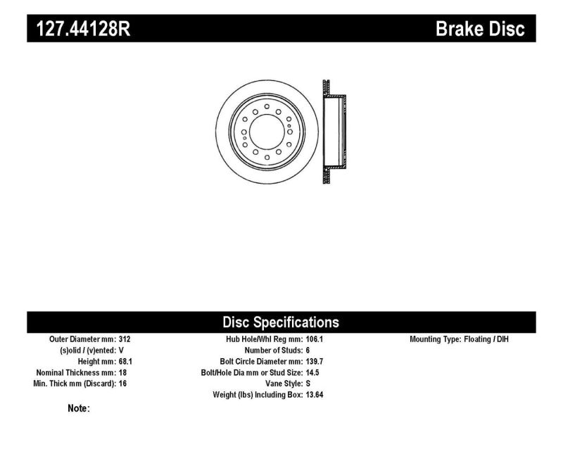 StopTech Power Slot 03-09 Toyota 4 Runner / 03-09 Lexus GX470 Drilled & Slotted Right Rear Rotor Stoptech