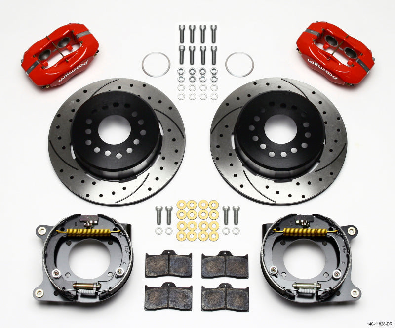 Wilwood Forged Dynalite P/S Park Brake Kit Drill-Red Impala 59-64 / Corvette 57-62 - eliteracefab.com