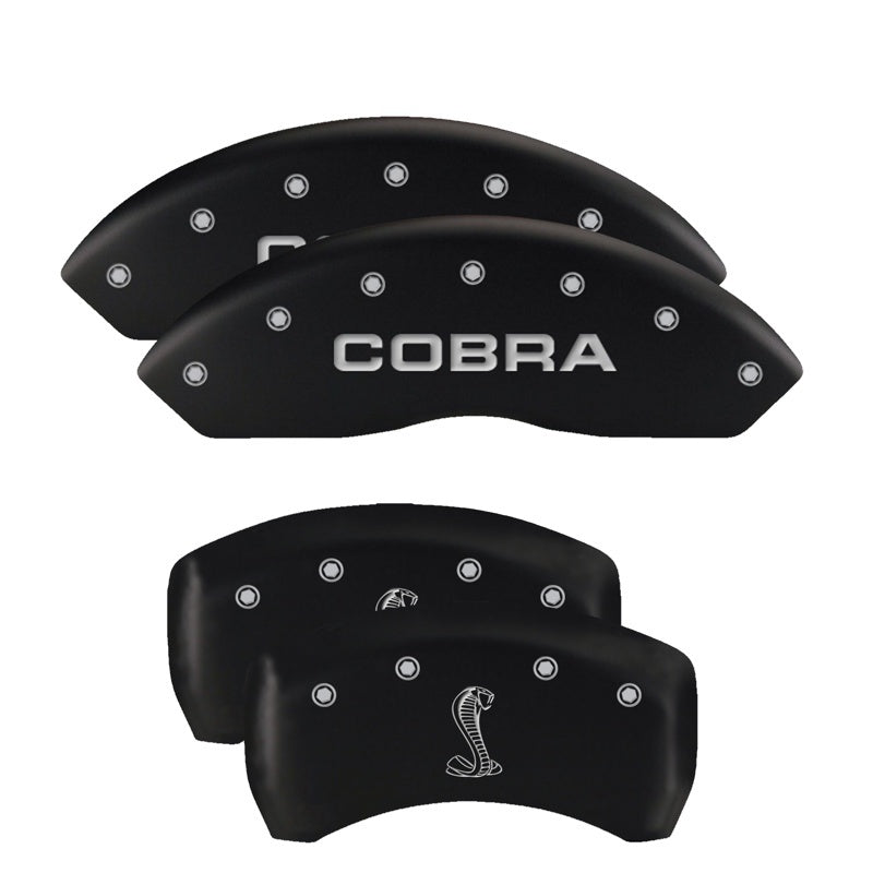 MGP 4 Caliper Covers Engraved Front Mustang Engraved Rear 50 Black finish silver ch - eliteracefab.com