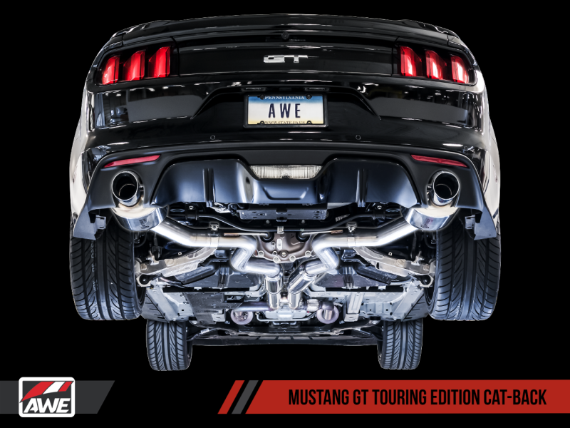 AWE Tuning S550 Mustang GT Cat-back Exhaust - Touring Edition (Diamond Black Tips) - eliteracefab.com