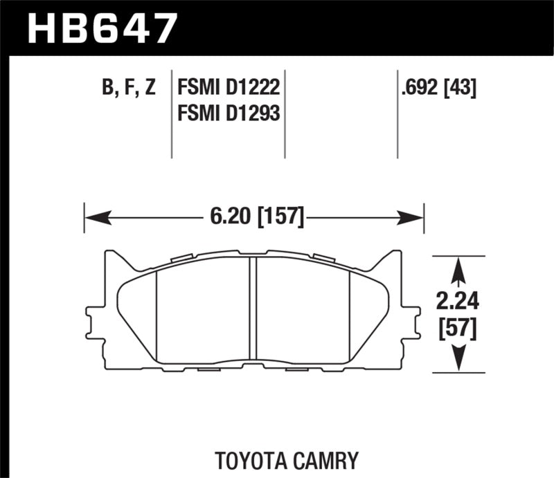 Hawk 2013-2014 Lexus ES300h HPS 5.0 Front Brake Pads - eliteracefab.com