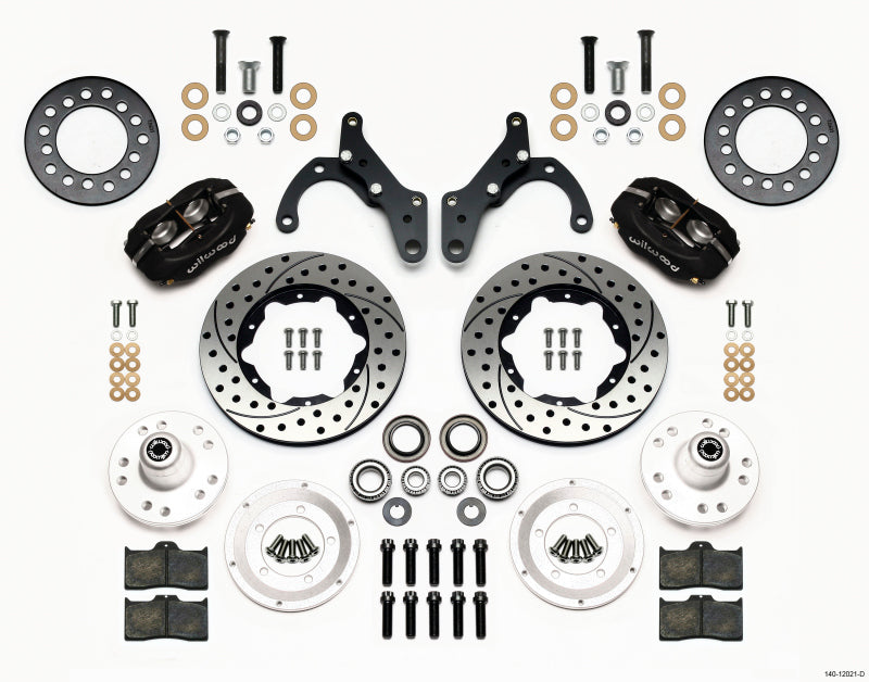 Wilwood Forged Dynalite Front Kit 11.00in Drilled 65-68 Chevy Impala -Drum Spindle Wilwood