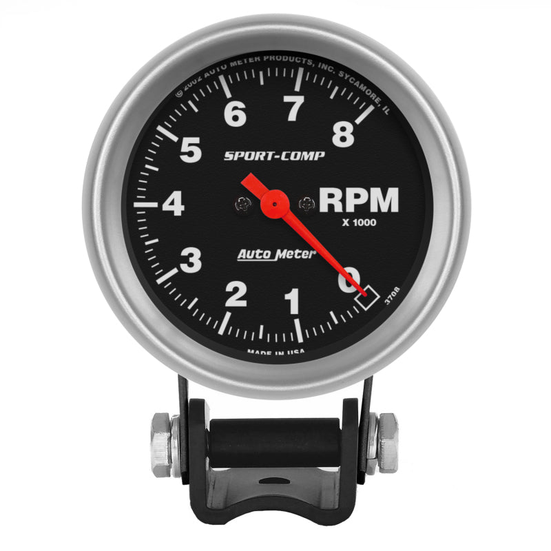 Autometer Standard 2-5/8in 8,000 RPM Pedestal Mount Tachometer Sport Comp - eliteracefab.com