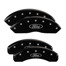 Load image into Gallery viewer, MGP 4 Caliper Covers Engraved Front &amp; Rear Oval logo/Ford Black finish silver ch MGP