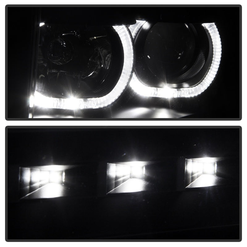 Xtune Ford F150 09-14 Projector Headlights Halogen Model Only LED Halo Black PRO-JH-FF15009-CFB-BK - eliteracefab.com