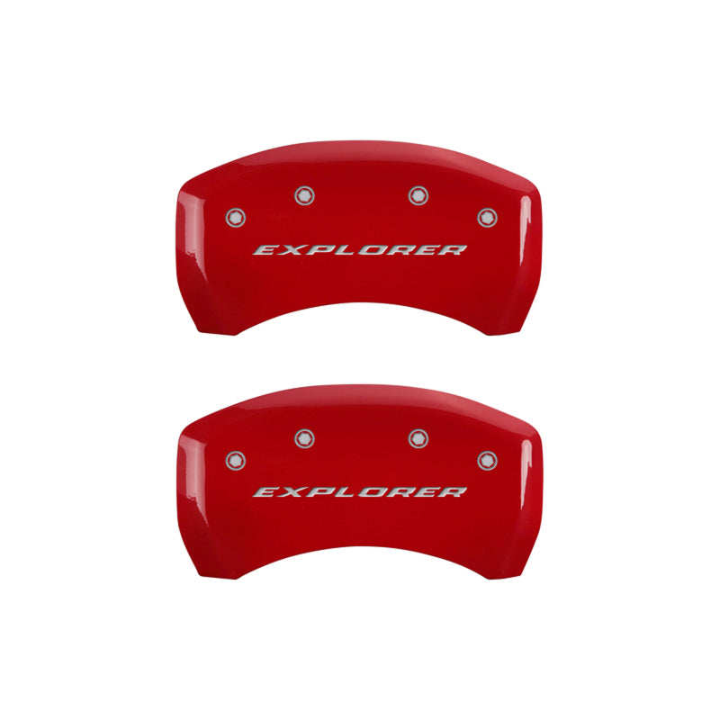 MGP 4 Caliper Covers Engraved Front & Rear Explorer Red finish silver ch MGP