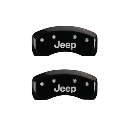MGP 4 Caliper Covers Engraved Front & Rear JEEP Black finish silver ch MGP