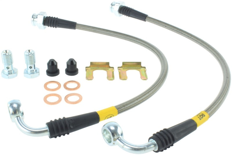 StopTech 06-09 Pontiac Solstice Stainless Steel Front Brake Line Kit - eliteracefab.com