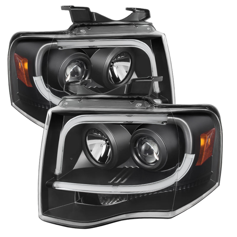 Spyder Ford Expedition 07-13 Projector Headlights Light Tube DRL Blk PRO-YD-FE07-LTDRL-BK - eliteracefab.com