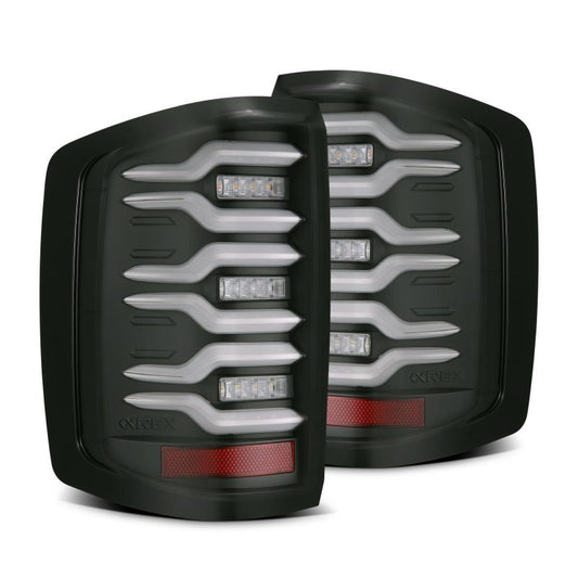 AlphaRex 620030 14-18 Chevrolet Silverado Luxx-Series LED Tail Lights Black w/Activ Light/Seq Signal