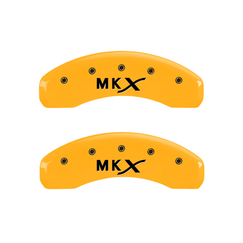 MGP 4 Caliper Covers Engraved Front Lincoln Engraved Rear MKX Yellow finish black ch MGP
