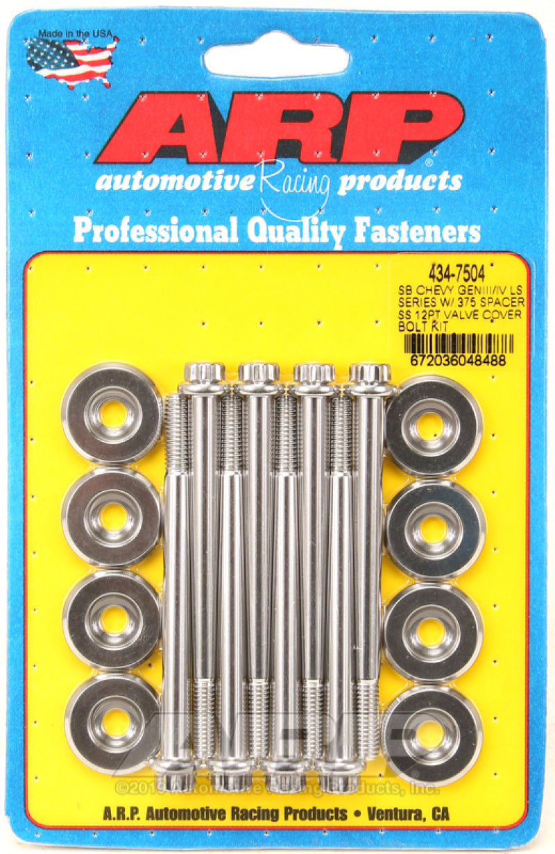 ARP SB Chevrolet Gen III/IV LS Series w/ 0.375 Spacer SS 12pt Valve Cover Bolt Kit ARP