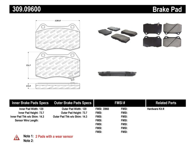 STOPTECH PERFORMANCE 02-07 350Z/G35 W/ BREMBO FRONT BRAKE PADS, 309.09600 - eliteracefab.com