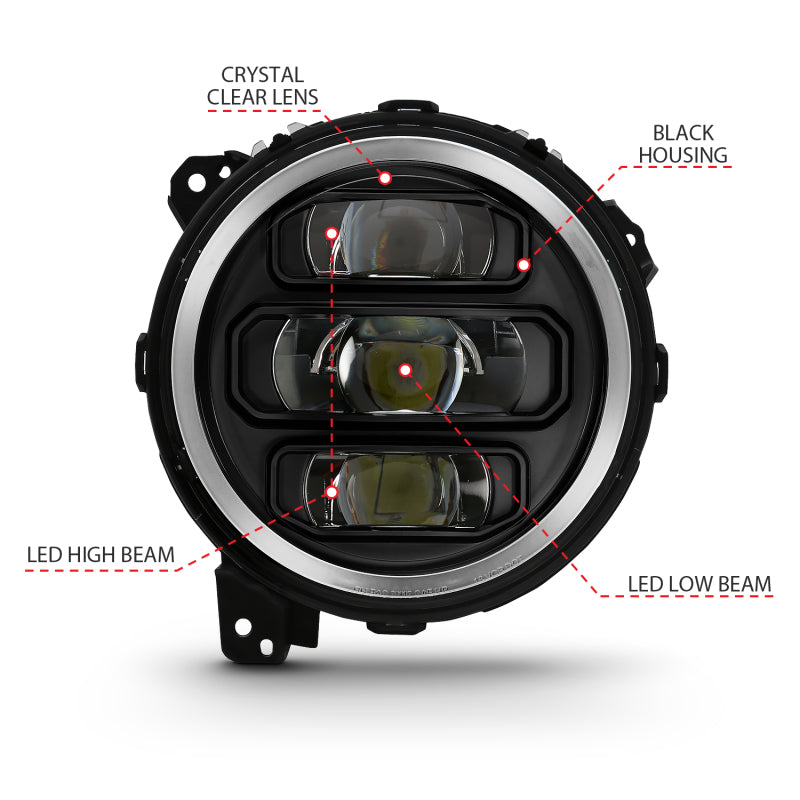 ANZO 2018-2019 Jeep Wrangler Full Led Projector H.L Black - eliteracefab.com