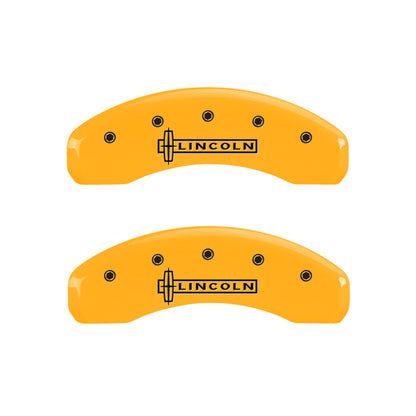 MGP 4 Caliper Covers Engraved Front Lincoln Engraved Rear MKT Black finish silver ch MGP