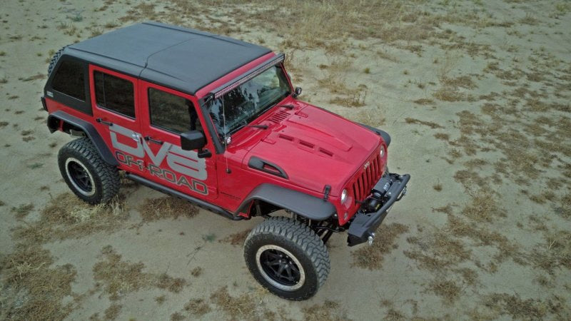 DV8 Offroad 07-18 Jeep Wrangler JK Metal Heat Dispersion Hood - Primer Black - eliteracefab.com