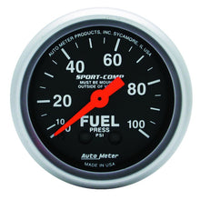 Load image into Gallery viewer, Autometer Sport-Comp 52mm 0-100 PSI Mechanical Fuel Pressure Gauge - eliteracefab.com