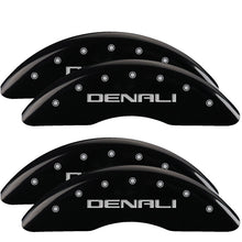 Load image into Gallery viewer, MGP 4 Caliper Covers Engraved Front &amp; Rear Denali Black finish silver ch