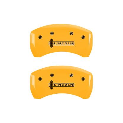 MGP 4 Caliper Covers Engraved Front & Rear Lincoln Yellow Finish Black Char 2005 Lincoln LS MGP