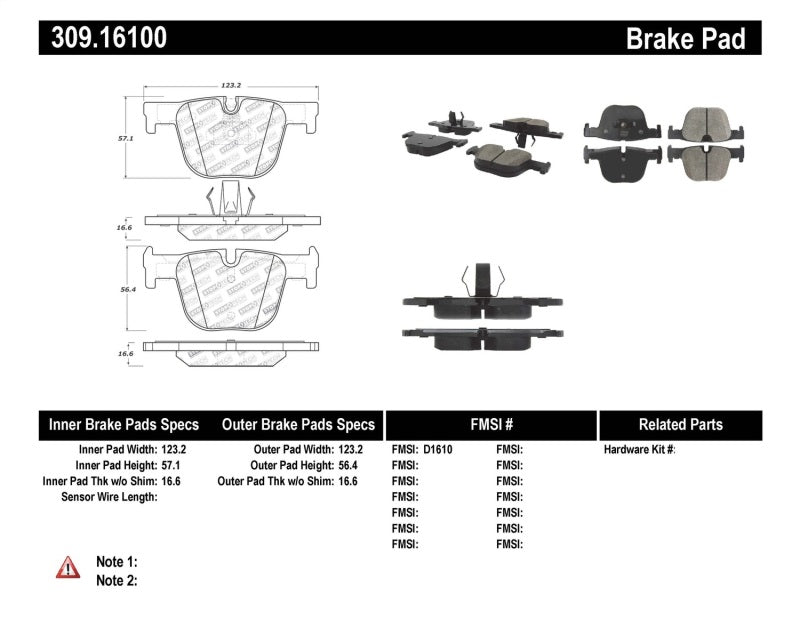 STOPTECH PERFORMANCE BRAKE PADS, 309.16100 - eliteracefab.com