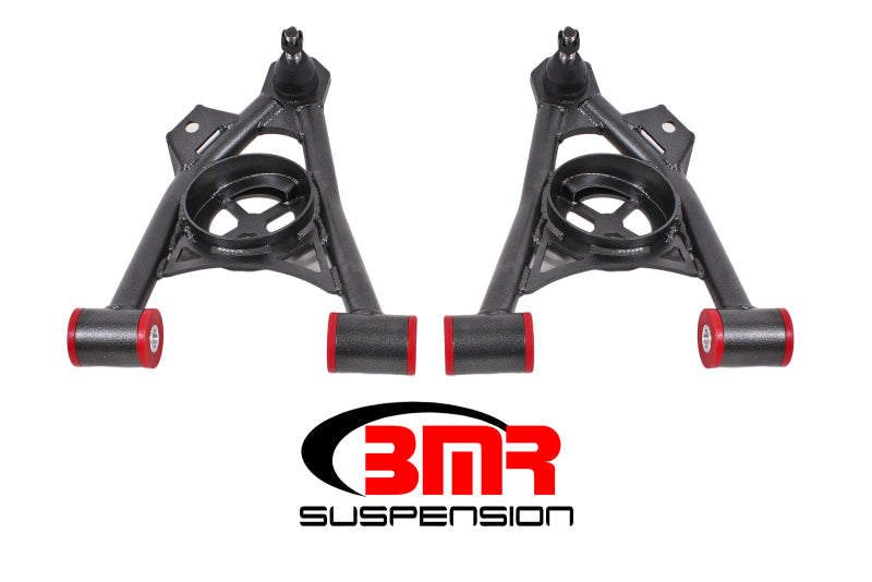 BMR LOWER A-ARMS SPRING POCKET NON-ADJ POLY STD BALL JOINT BLACK (94-04 MUSTANG) - eliteracefab.com