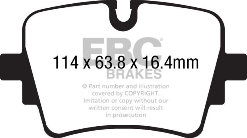EBC 14+ Jaguar F-Type (Cast Iron Rotors Only) 5.0 Supercharged (490) Yellowstuff Rear Brake Pads - eliteracefab.com