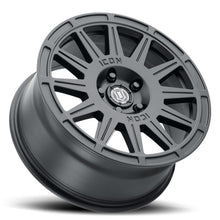 Load image into Gallery viewer, ICON Ricochet 17x8 5x4.5 38mm Offset 6in BS Satin Black Wheel - eliteracefab.com