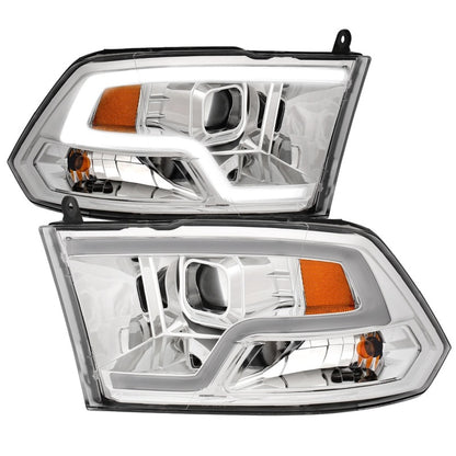 ANZO 09-18 Dodge Ram 1500 Plank Style Projector Headlights Chrome w/ Halo - eliteracefab.com