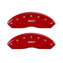 Load image into Gallery viewer, MGP Front set 2 Caliper Covers Engraved Front MGP Red finish silver ch MGP