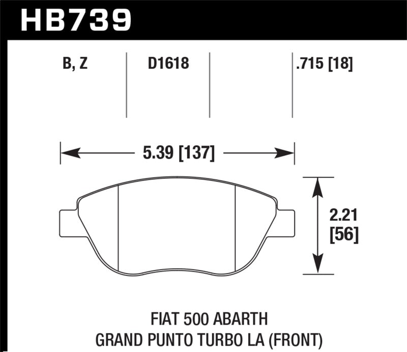 Hawk 2013 Fiat 500 Abarth Front HPS 5.0 Street Brake Pads - eliteracefab.com