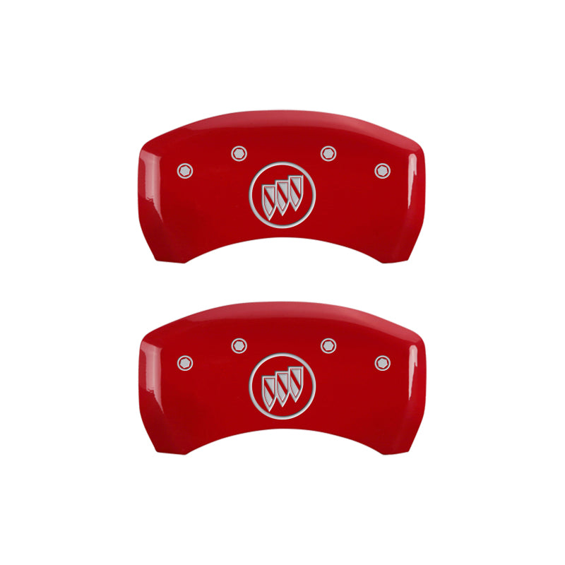 MGP 4 Caliper Covers Engraved Front Buick Rear Buick Shield Red Finish Silver Char 2015 Buick Regal MGP