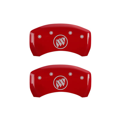 MGP 4 Caliper Covers Engraved Front Buick Rear Buick Shield Red Finish Silver Char 2015 Buick Regal MGP