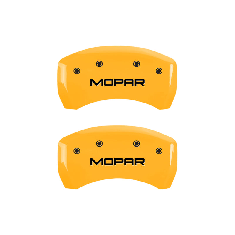 MGP 4 Caliper Covers Engraved Front & Rear MOPAR Yellow finish black ch - eliteracefab.com