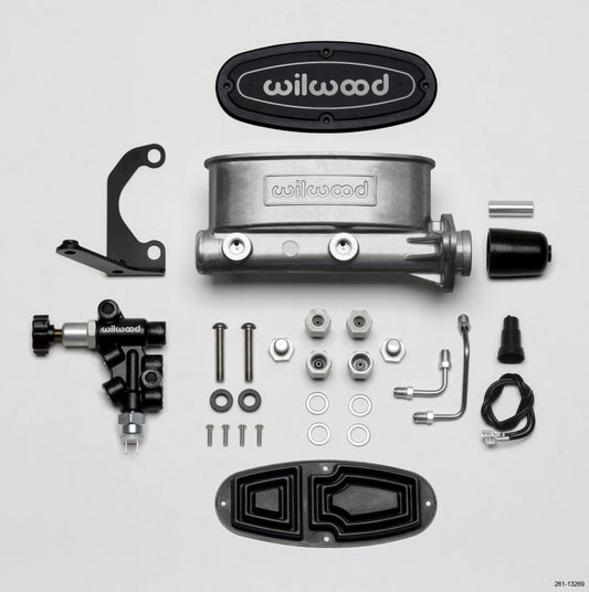 Wilwood HV Tandem M/C Kit w L/H Bracket & Prop Valve - 1in Bore Wilwood