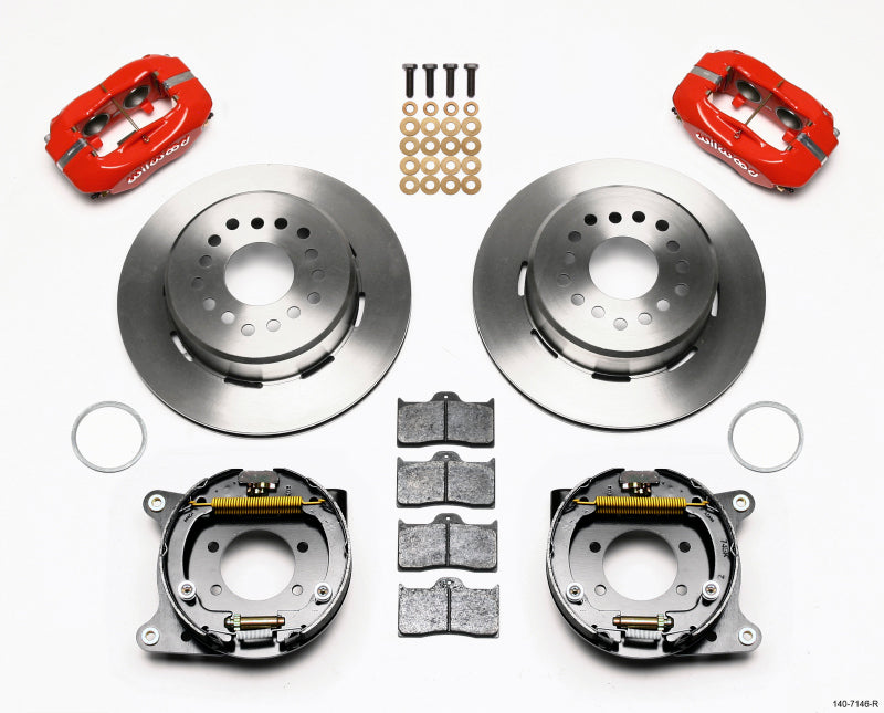 Wilwood Forged Dynalite P/S Park Brake Kit Red Ford 8.8 w/2.5in Offset-5 Lug Wilwood