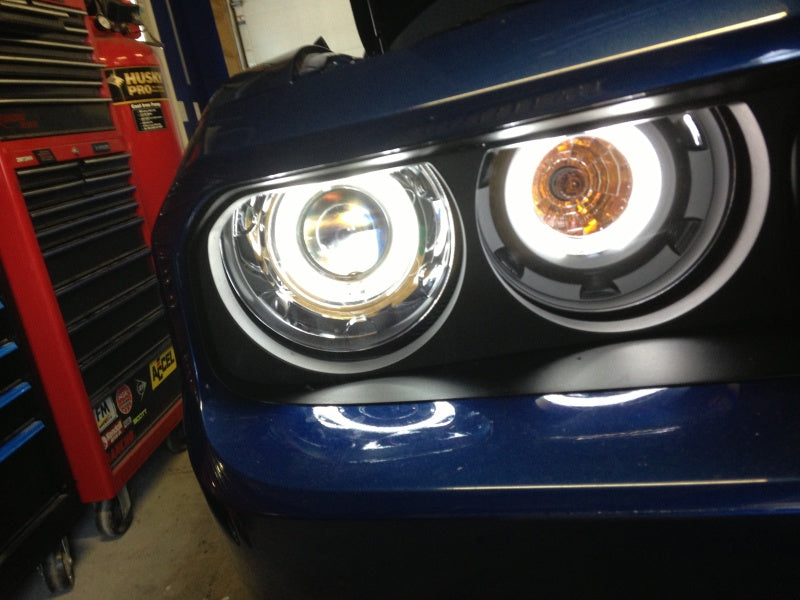 ANZO USA Dodge Challenger Projector Headlights W/ Halo Black Ccfl; 2008-2014 - eliteracefab.com