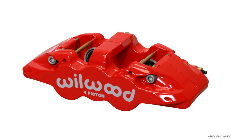 Wilwood Caliper-Aero4-L/H - Red 1.62/1.38in Pistons 1.25in Disc Wilwood