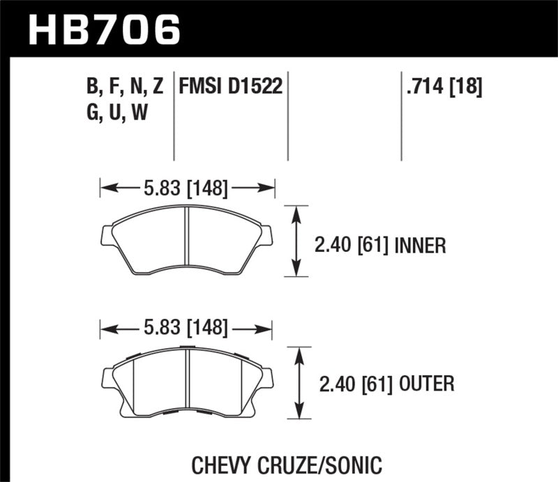 Hawk Performance DTC-60 Front Brake Pads - HB706G.714 Hawk Performance