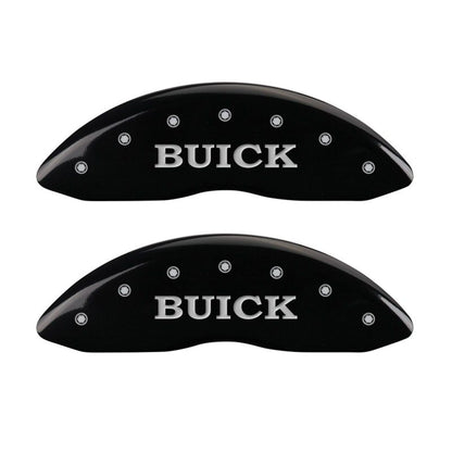 MGP 4 Caliper Covers Engraved Front Buick Engraved Rear Buick Shield Black finish silver ch MGP