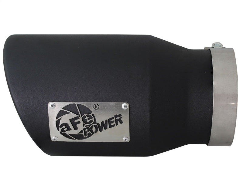 aFe MACHForce XP 5in 304 Stainless Steel Exhaust Tip 5 In x 7 Out x 12L in Bolt On Right - Black - eliteracefab.com