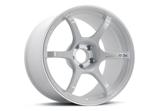 ADVAN Racing RG-4 18x8.5 +45 5x112 Wheel - White Metallic & Ring - YA48H45MWMR