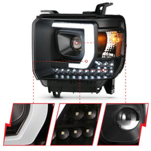 Load image into Gallery viewer, ANZO 2014-2015 Gmc Sierra 1500HD Projector Plank Style Headlight Black W/ Drl - eliteracefab.com