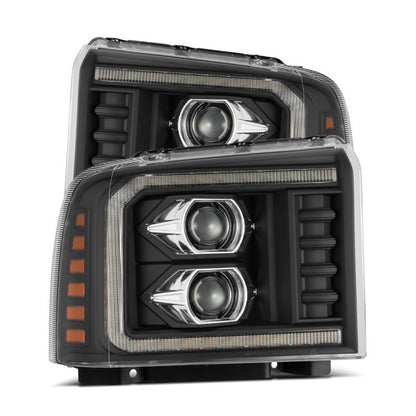 AlphaRex 880315 05-07 Ford F250/350/450/550 Super Duty PRO-Series Proj. Headlights Blk w/Seq Sig. + SWB DRL