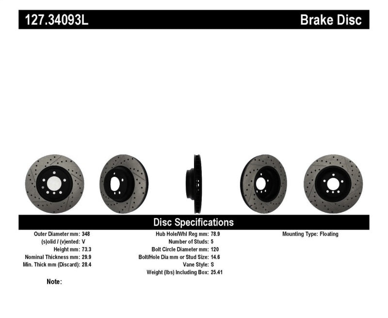 StopTech 07-09 BMW 335 (E90/E92/E93) Slotted & Drilled Left Front Rotor - eliteracefab.com