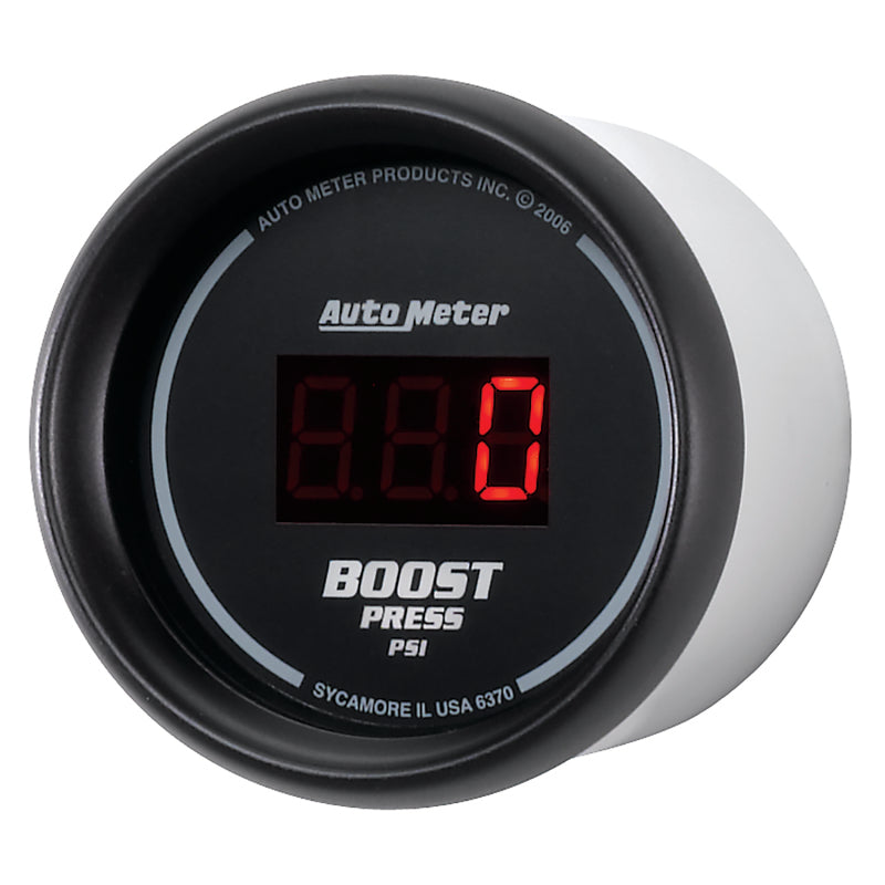 AutoMeter GAUGE; BOOST; 2 1/16in.; 60PSI; DIGITAL; BLACK DIAL W/RED LED - eliteracefab.com