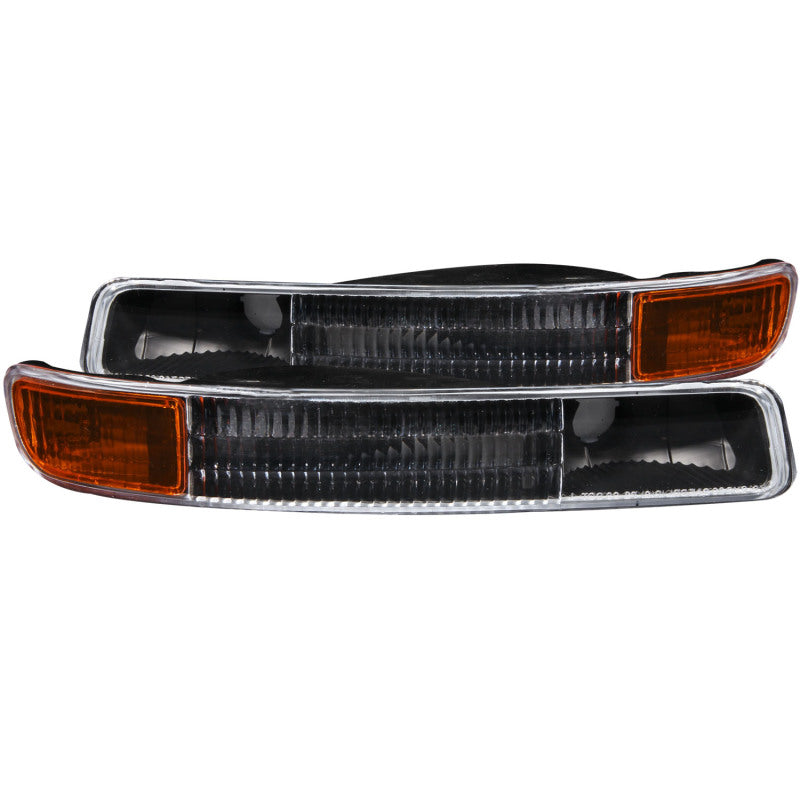 ANZO USA GMC Sierra Euro Parking Lights Black W/ Amber Reflector; 1999-2006 - eliteracefab.com