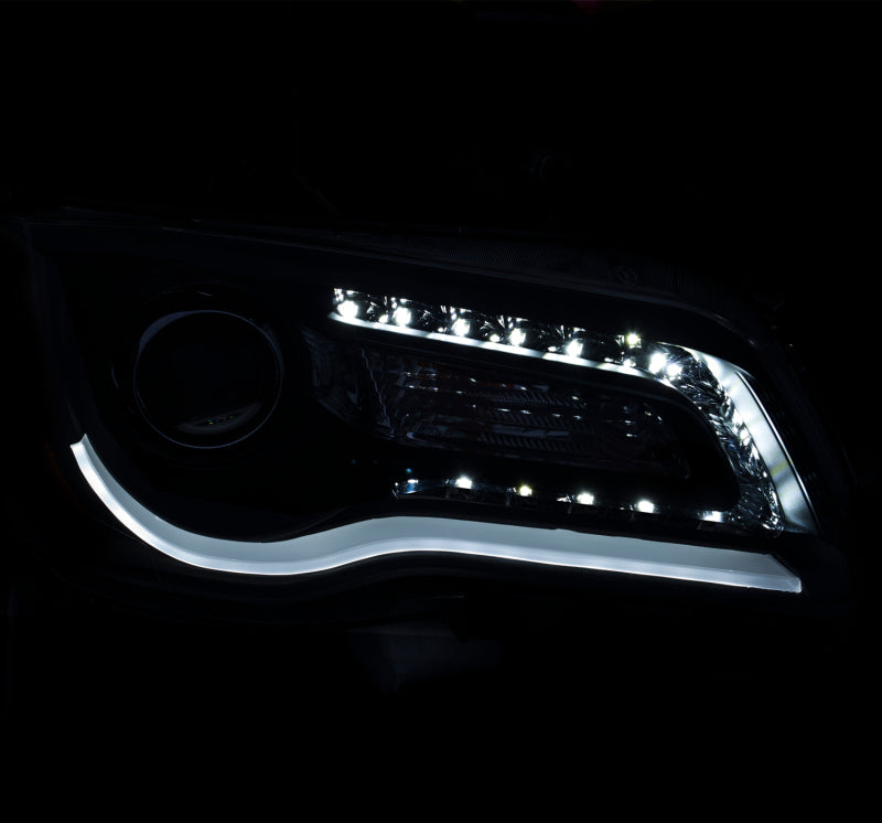 ANZO USA Chrysler 300 Projector Headlights W/ Plank Style Design Black; 2011-2014 - eliteracefab.com